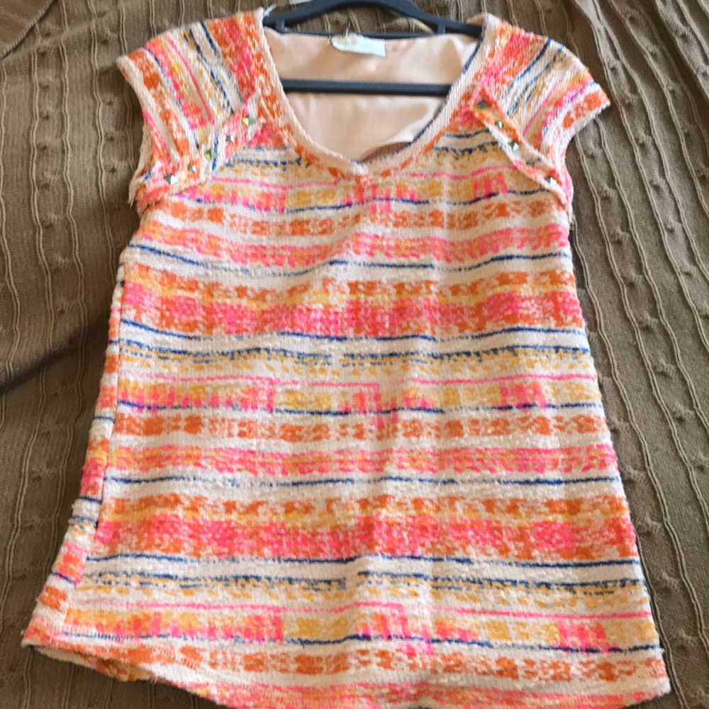 Zara short sleeve sweater top. Pink orange bright